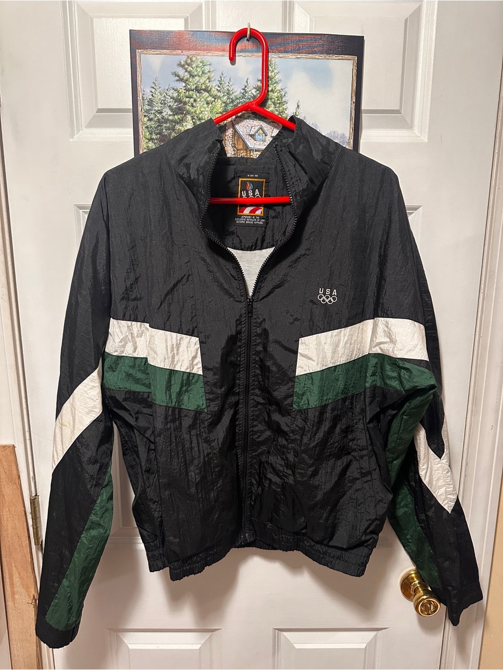 USA Olympic Black & Green Windbreaker Jacket